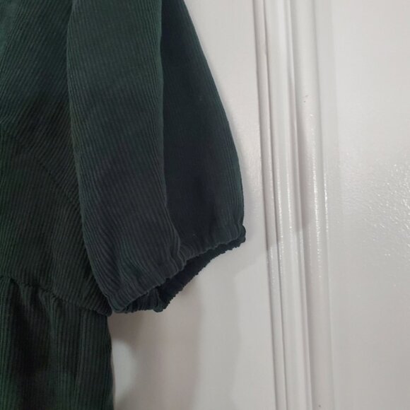 NWT BLACK TAPE Baby Doll Corduroy Drop Waist Emerald Green Dress - Picture 11 of 16